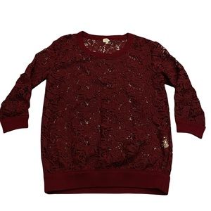 Wilfred Aritzia Heavy lace Crochet Blouse Top